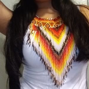 This is a beaded necklace